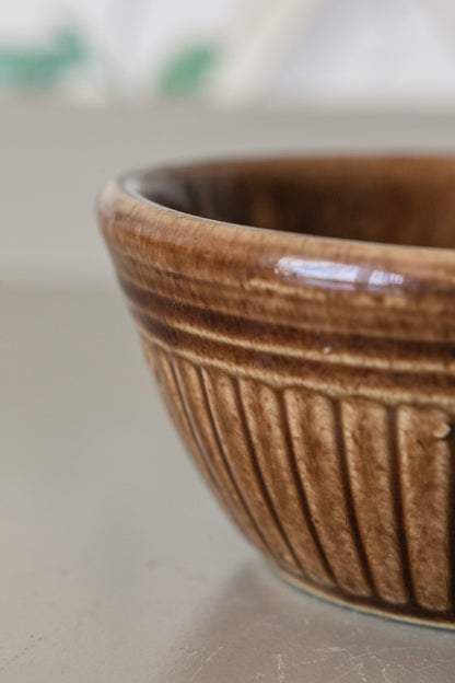 Ribbed Brown Pottery Bowl