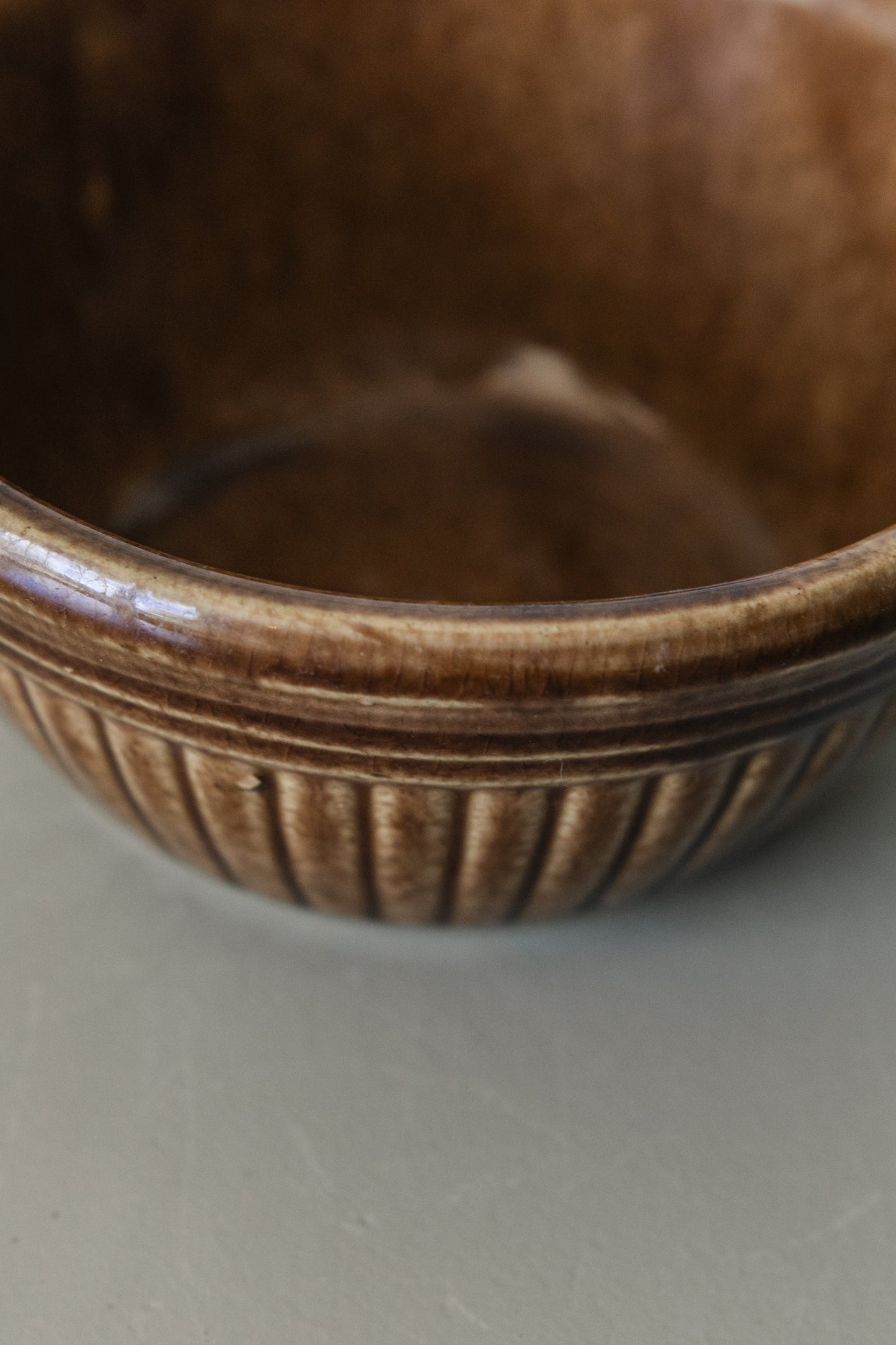 Ribbed Brown Pottery Bowl