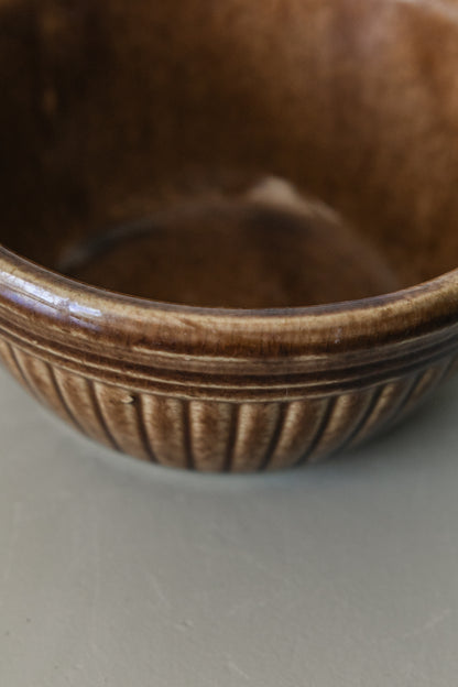 Ribbed Brown Pottery Bowl