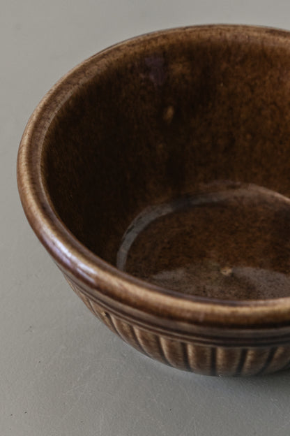 Ribbed Brown Pottery Bowl