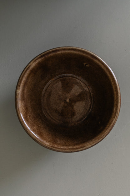 Ribbed Brown Pottery Bowl