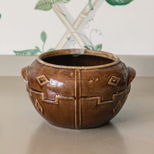 Brown Pot with Tribal Details