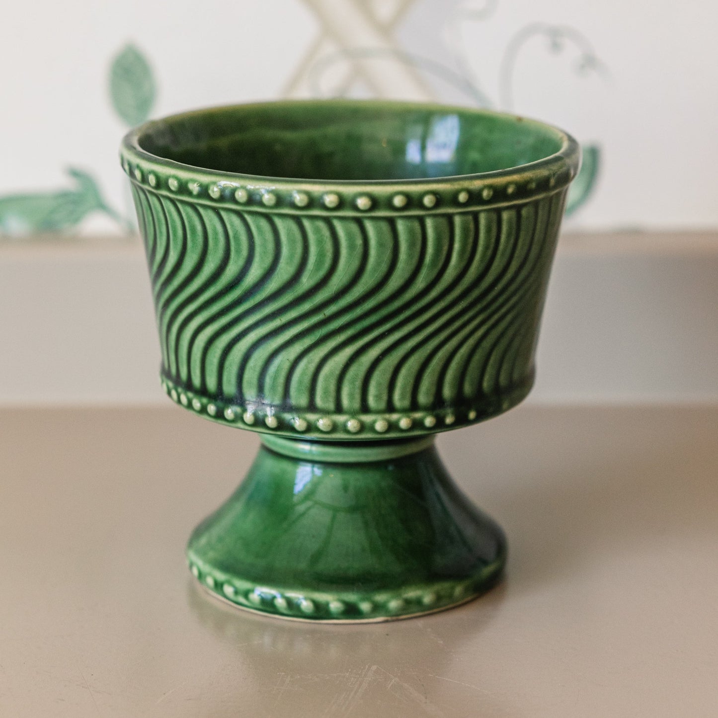 Green Swirl Footed Mccoy, Made in USA
