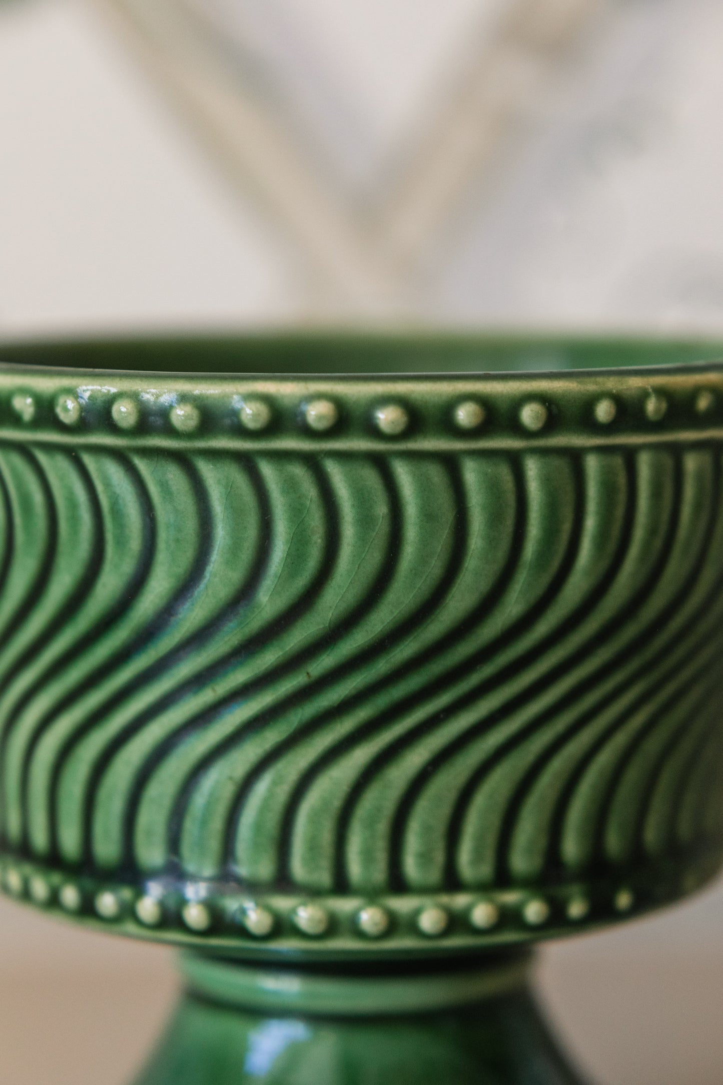 Green Swirl Footed Mccoy, Made in USA