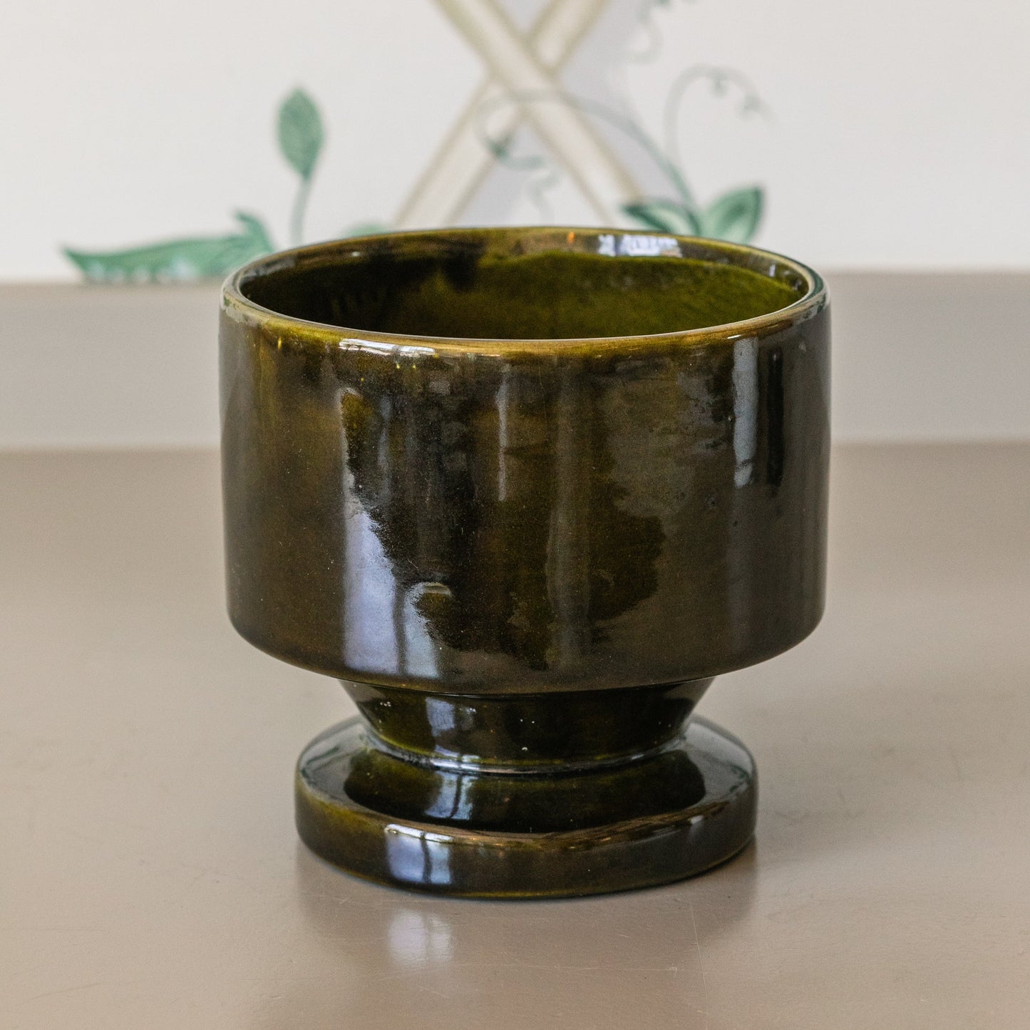 Dark Olive Green Footed Pot
