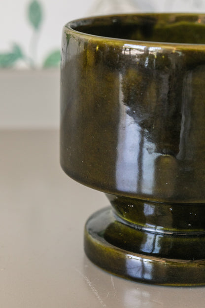 Dark Olive Green Footed Pot