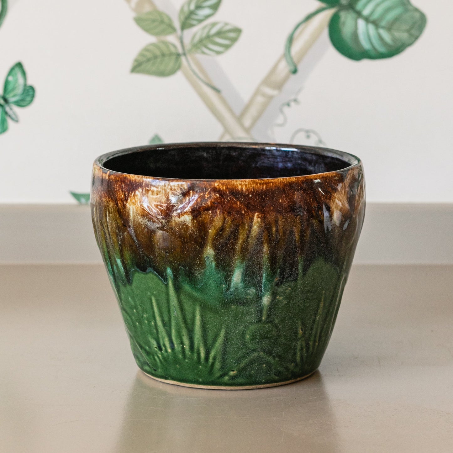 Majolica Glazed Pot Medium