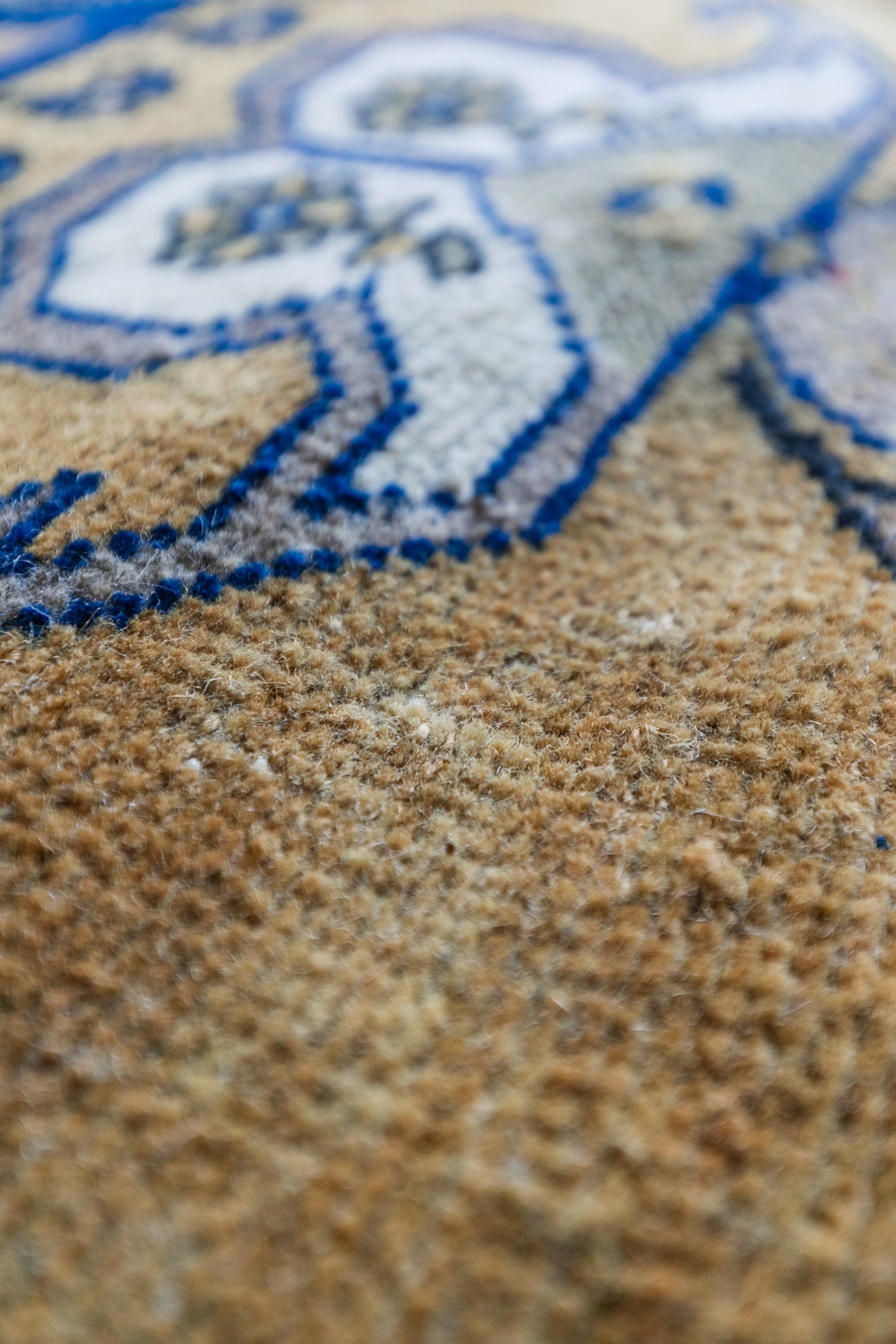 Vintage Persian (3x4) Cobalt Blue & Warm Gold Hand-Knotted Wool Rug