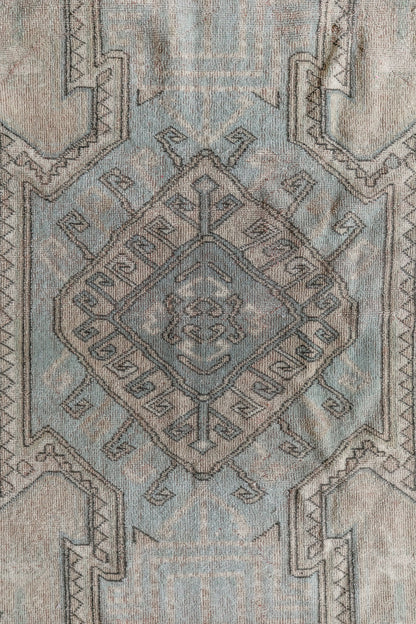 Vintage Turkish (5X7) Faded Sand & Dusty Blue Hand-Knotted Wool