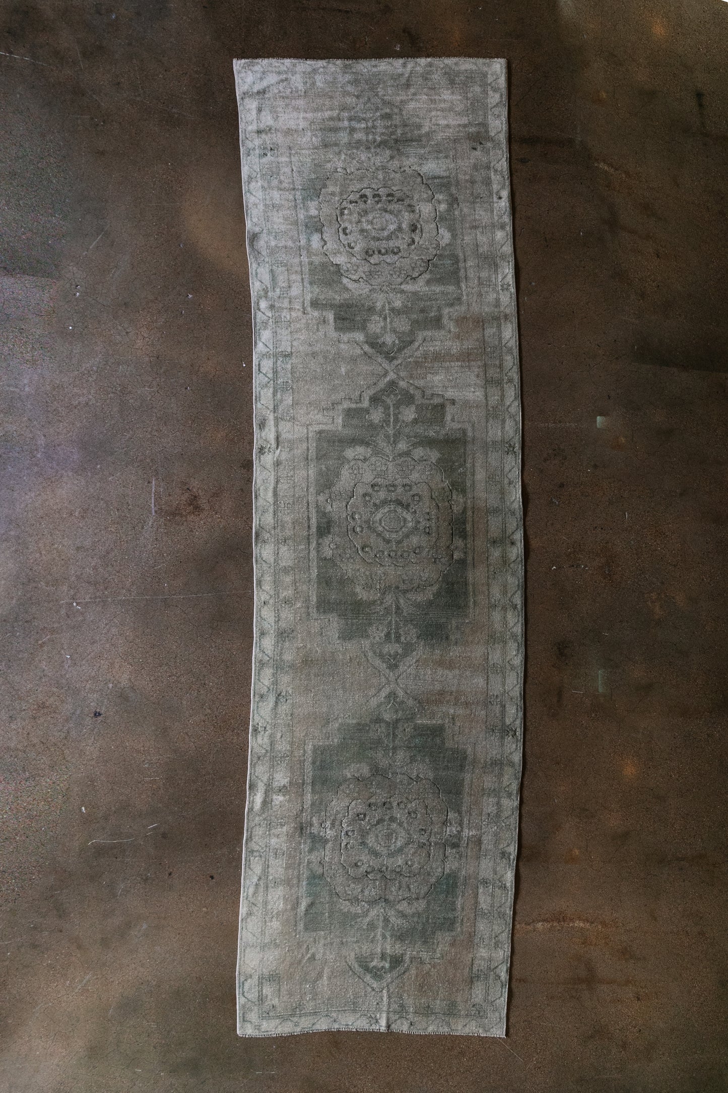 Vintage Persian (4x12) Distressed Sage Green Runner