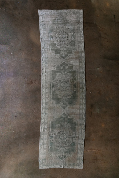 Vintage Persian (4x12) Distressed Sage Green Runner