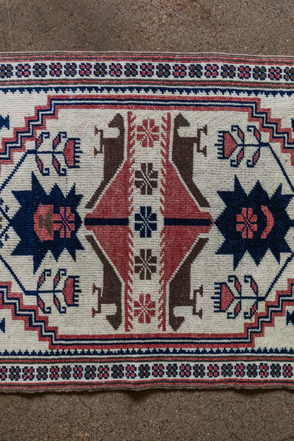 Vintage (2x4 rug) Hand-Knotted Wool Accent Rug