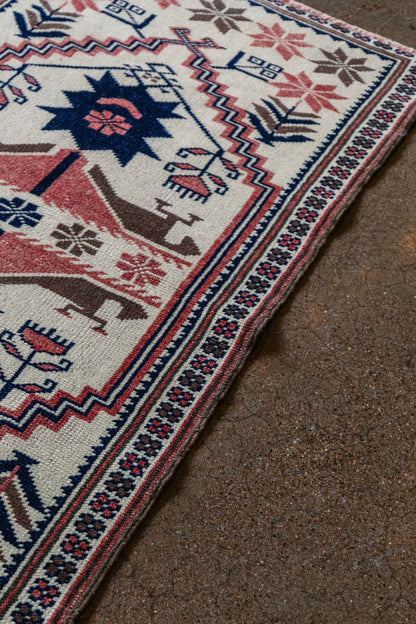 Vintage (2x4 rug) Hand-Knotted Wool Accent Rug