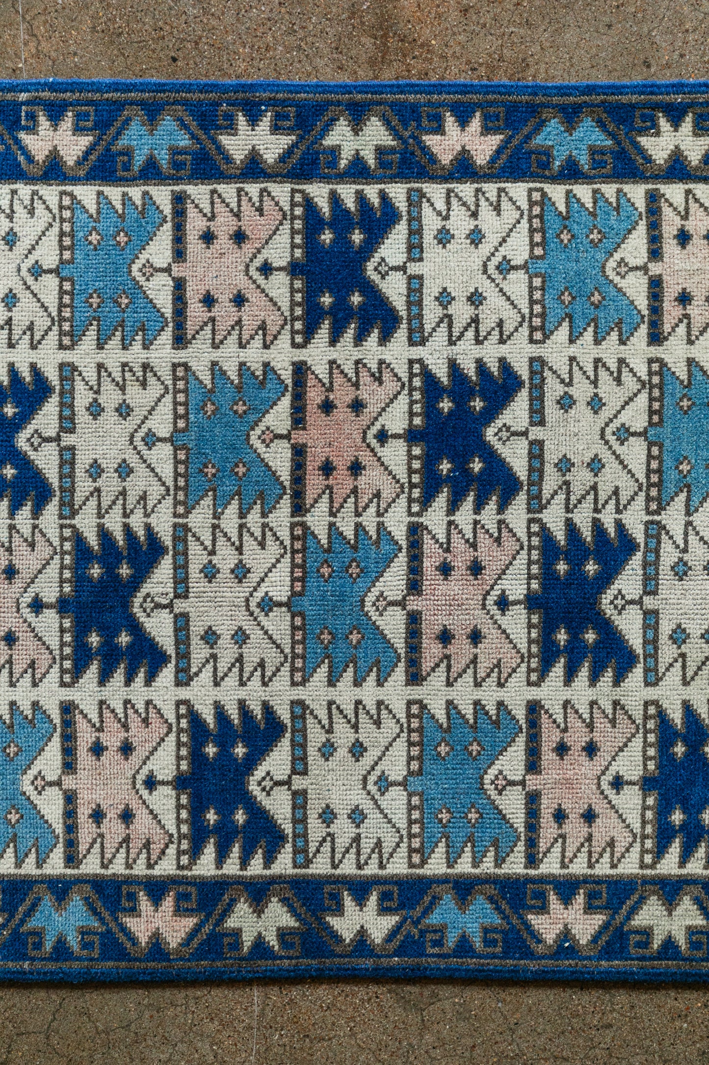 Vintage Turkish (3x4) Cobalt & Sky Blue Hand-Knotted Wool Ryg