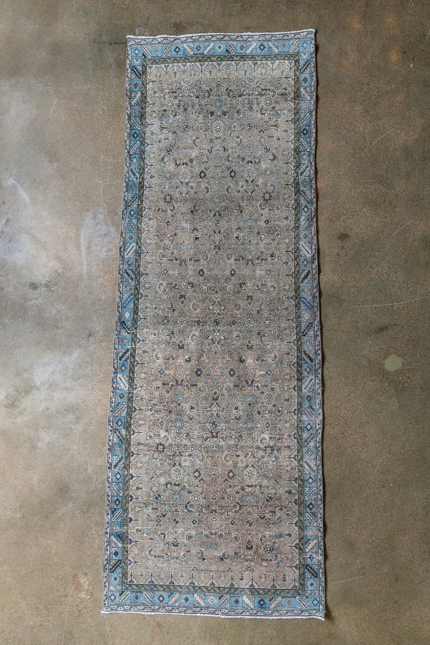 Vintage Persian ( 4x10) Hand-Knotted Wool Runner