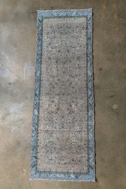 Vintage Persian ( 4x10) Hand-Knotted Wool Runner