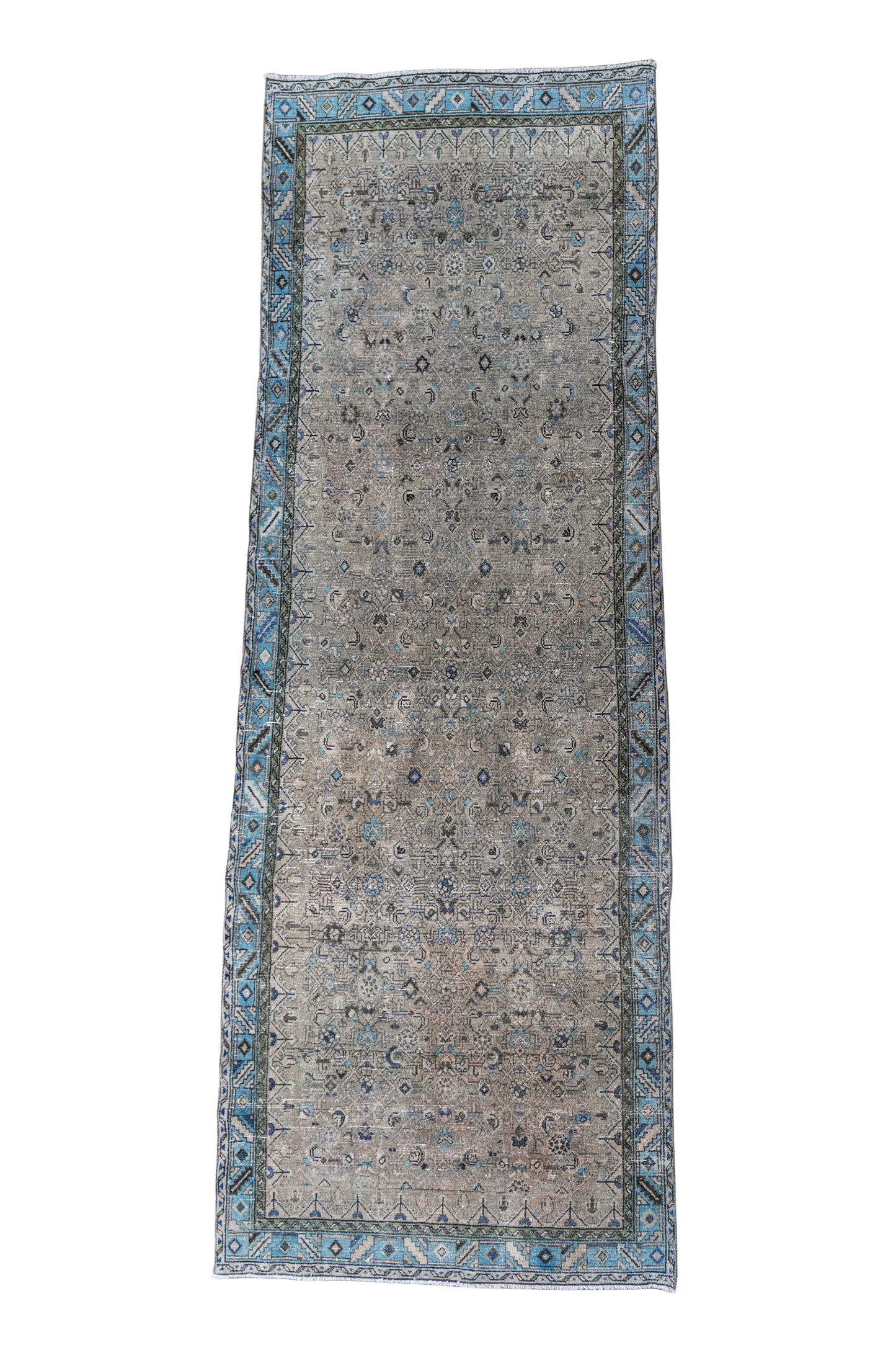 Vintage Persian ( 4x10) Hand-Knotted Wool Runner