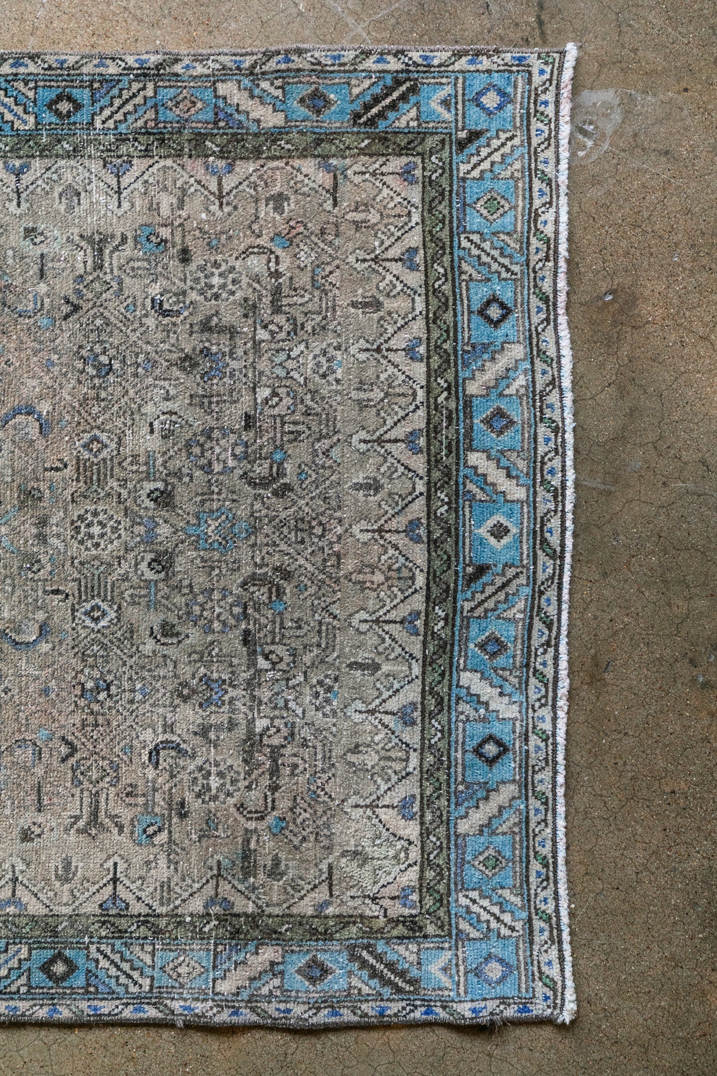 Vintage Persian ( 4x10) Hand-Knotted Wool Runner