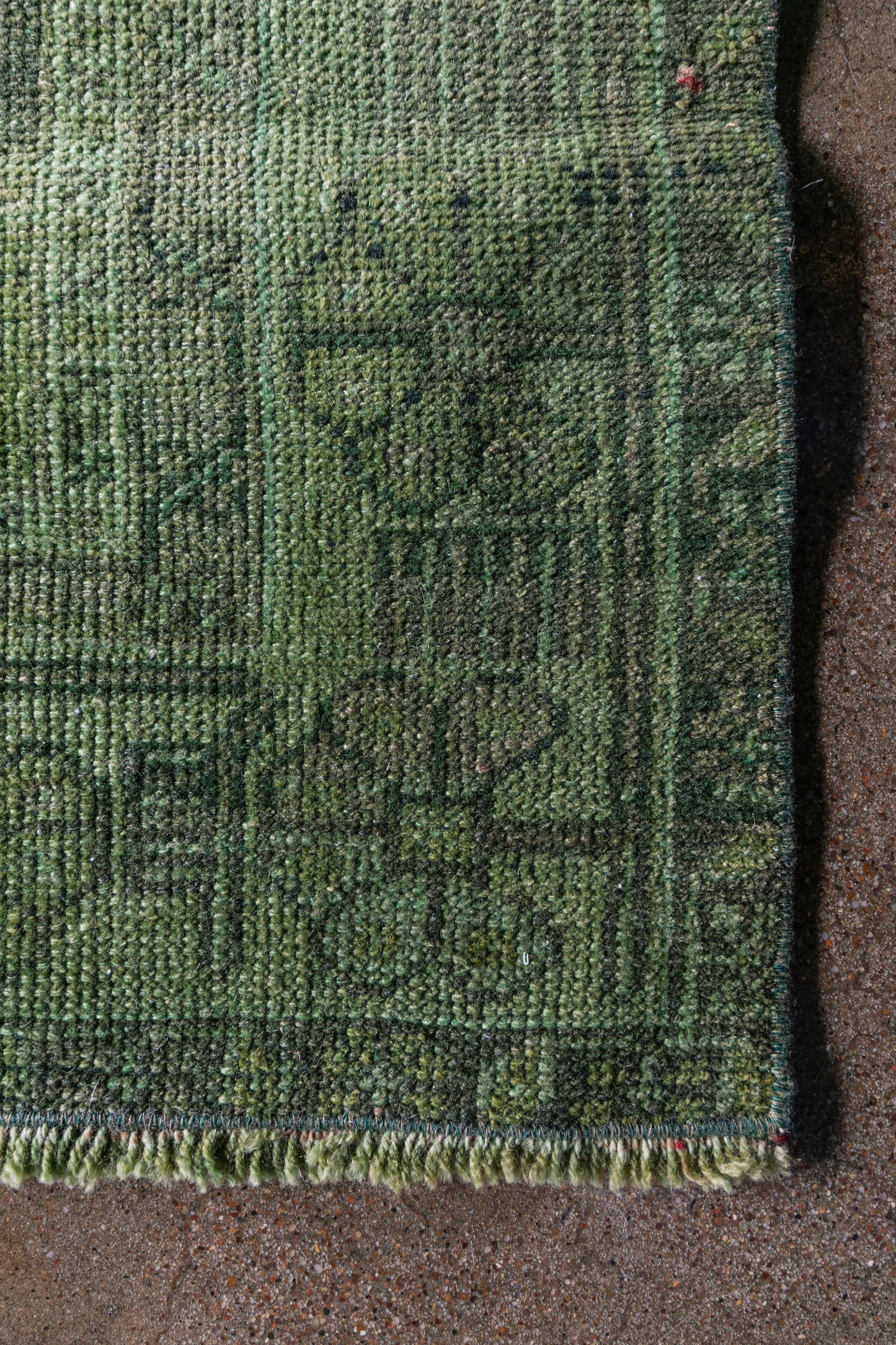 Vintage Turkish (4x8) Forest Green and Moss Hand-Knotted Wool Rug