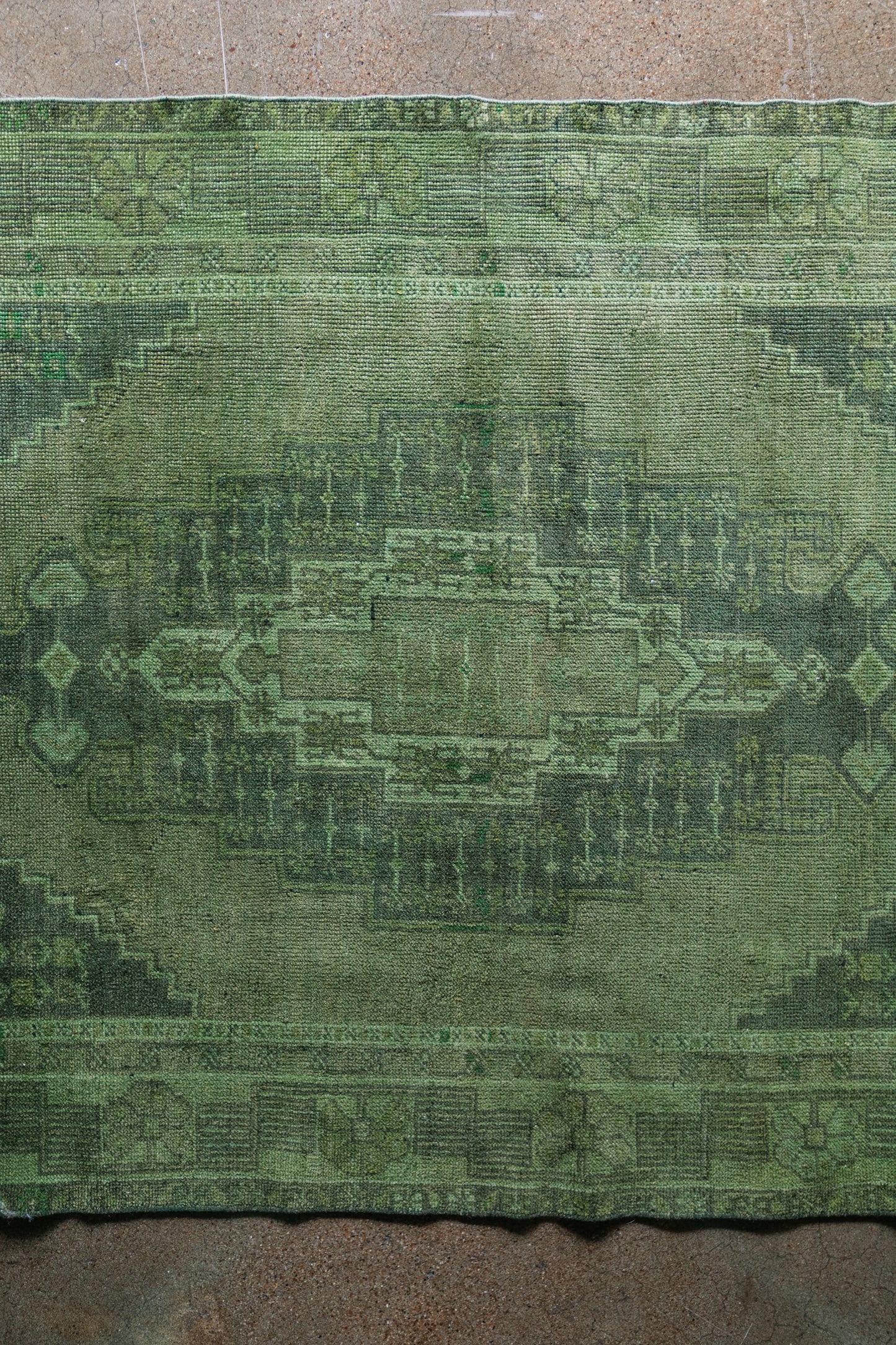 Vintage Turkish (4x8) Forest Green and Moss Hand-Knotted Wool Rug