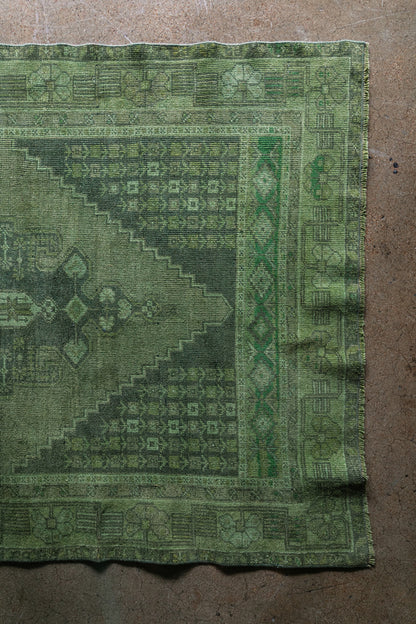 Vintage Turkish (4x8) Forest Green and Moss Hand-Knotted Wool Rug