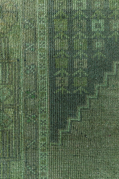 Vintage Turkish (4x8) Forest Green and Moss Hand-Knotted Wool Rug