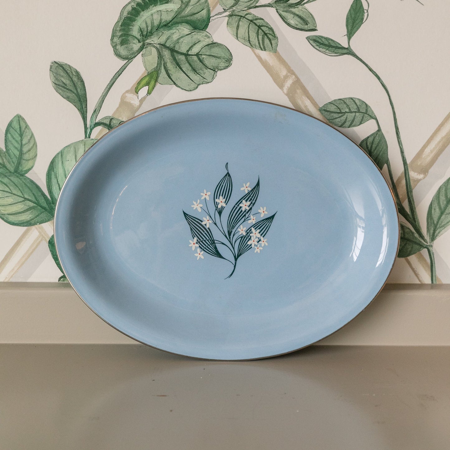 Vintage Floral Hand-Painted Homer Laughlin Skytone Plate