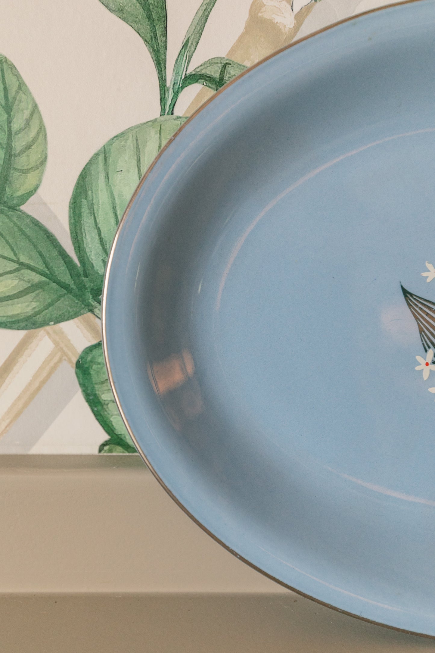 Vintage Floral Hand-Painted Homer Laughlin Skytone Plate