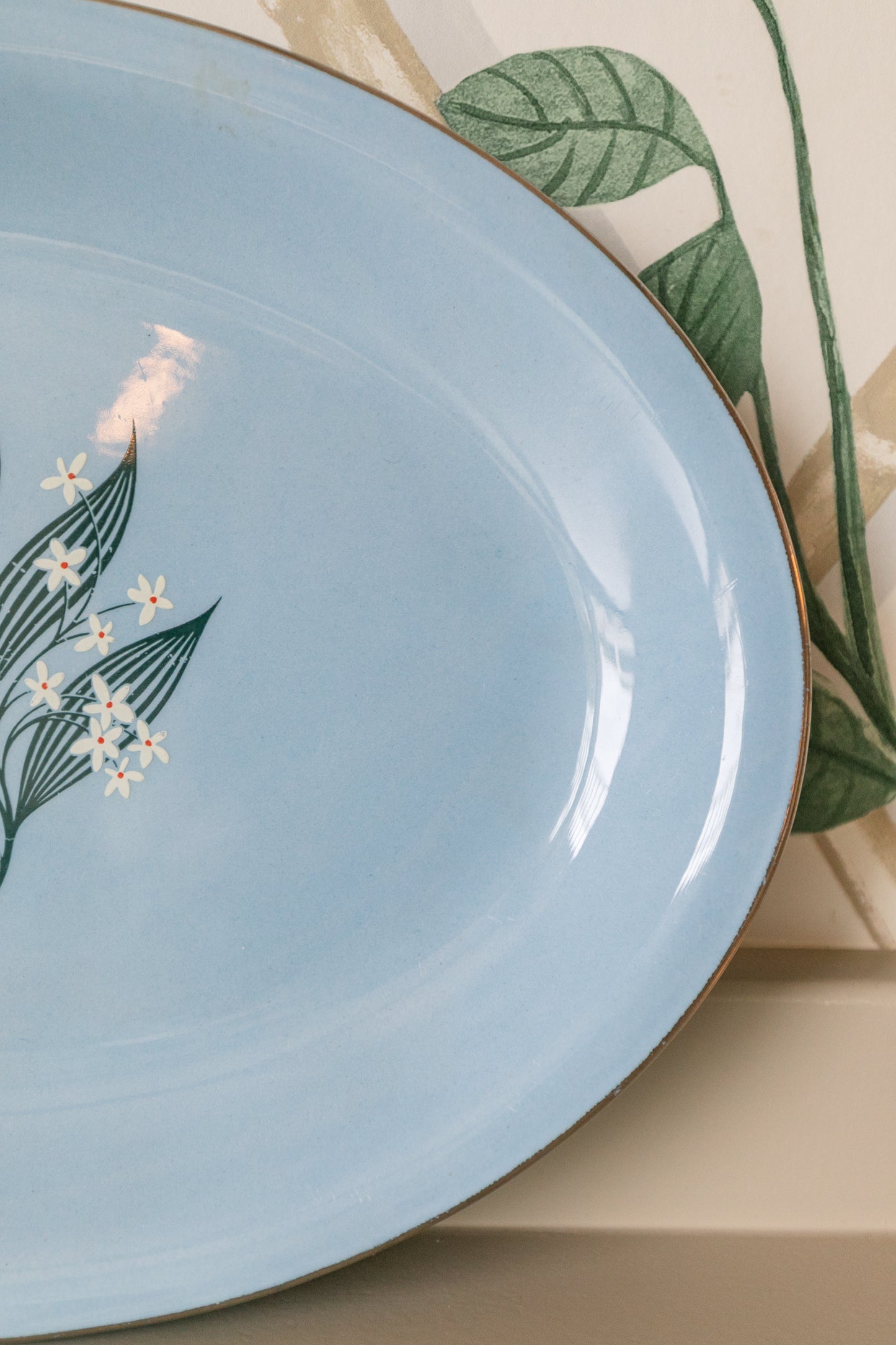 Vintage Floral Hand-Painted Homer Laughlin Skytone Plate