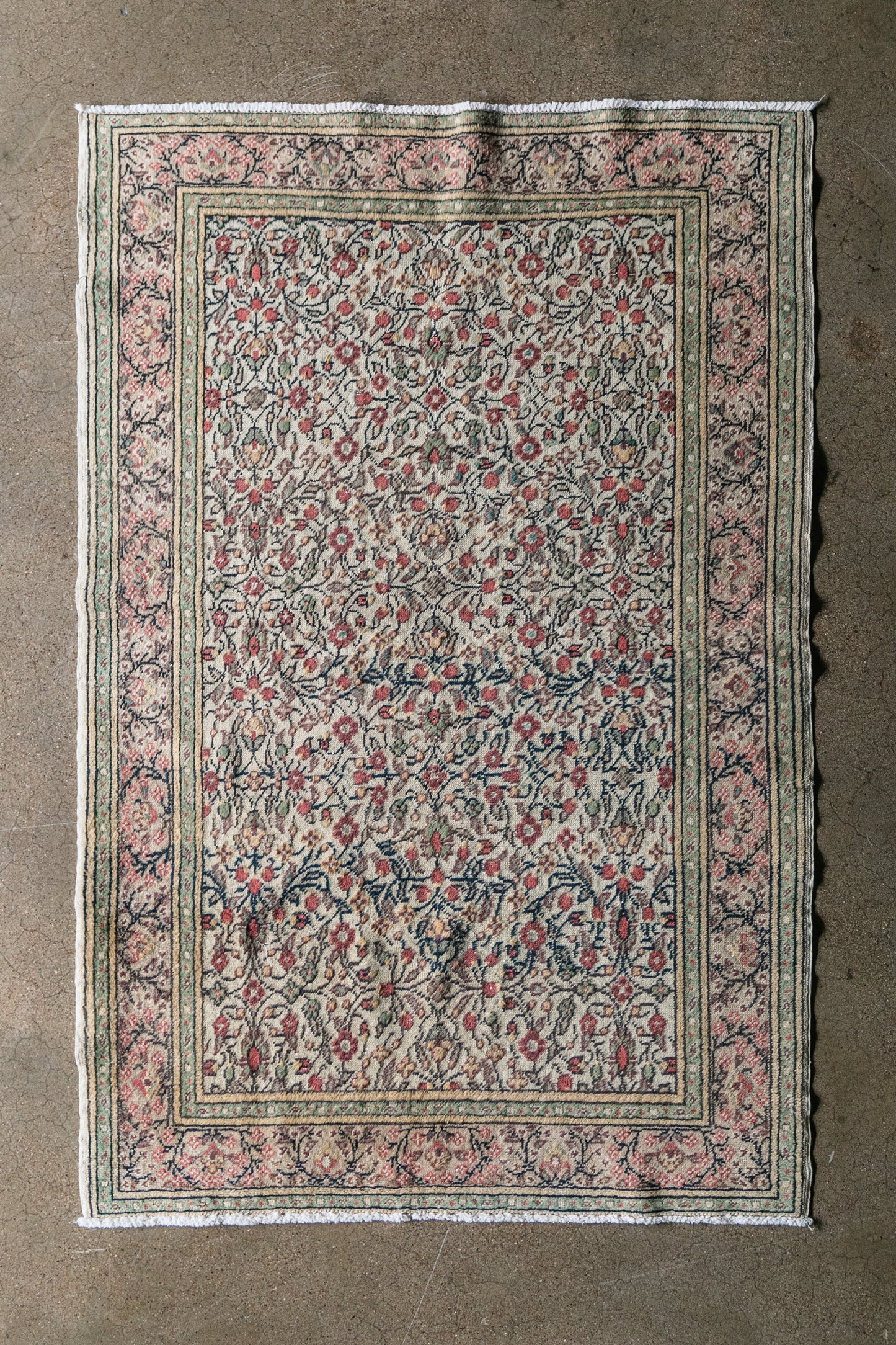 Vintage Persian (4x6) Floral Hand-Knotted Wool Rug