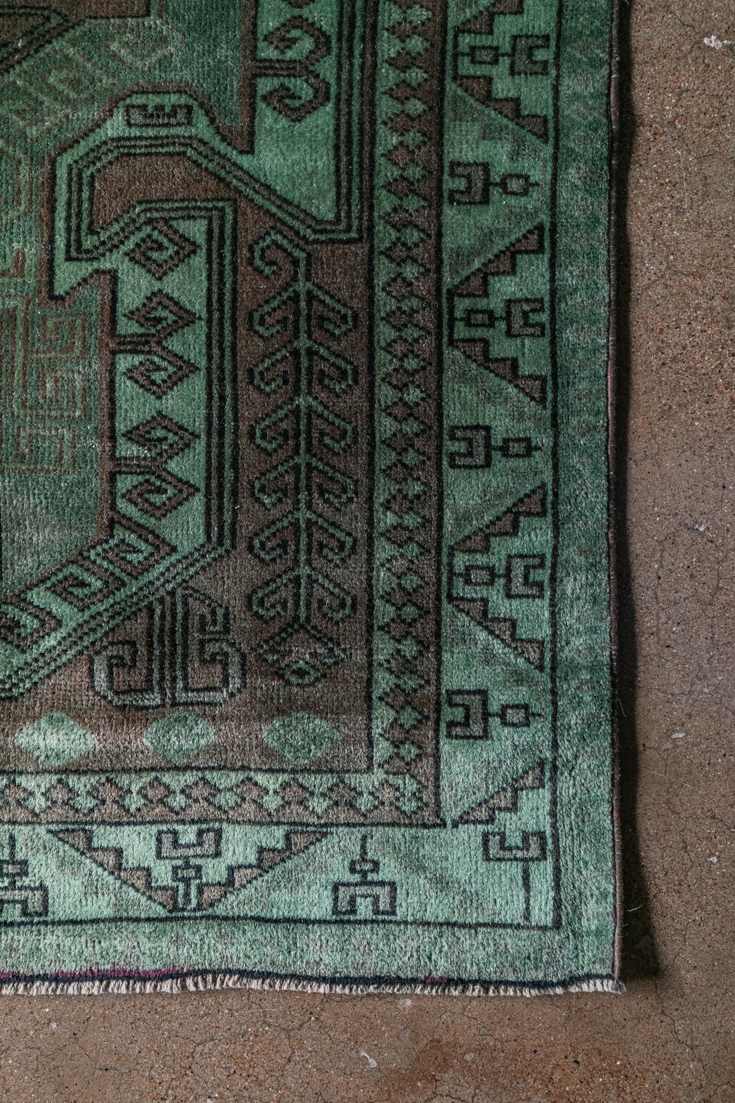 Vintage Turkish (3x6) Emerald Green Hand-Knotted Wool Rug