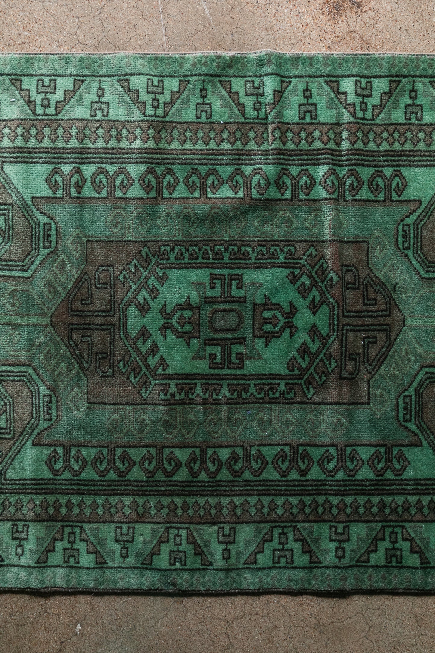 Vintage Turkish (3x6) Emerald Green Hand-Knotted Wool Rug