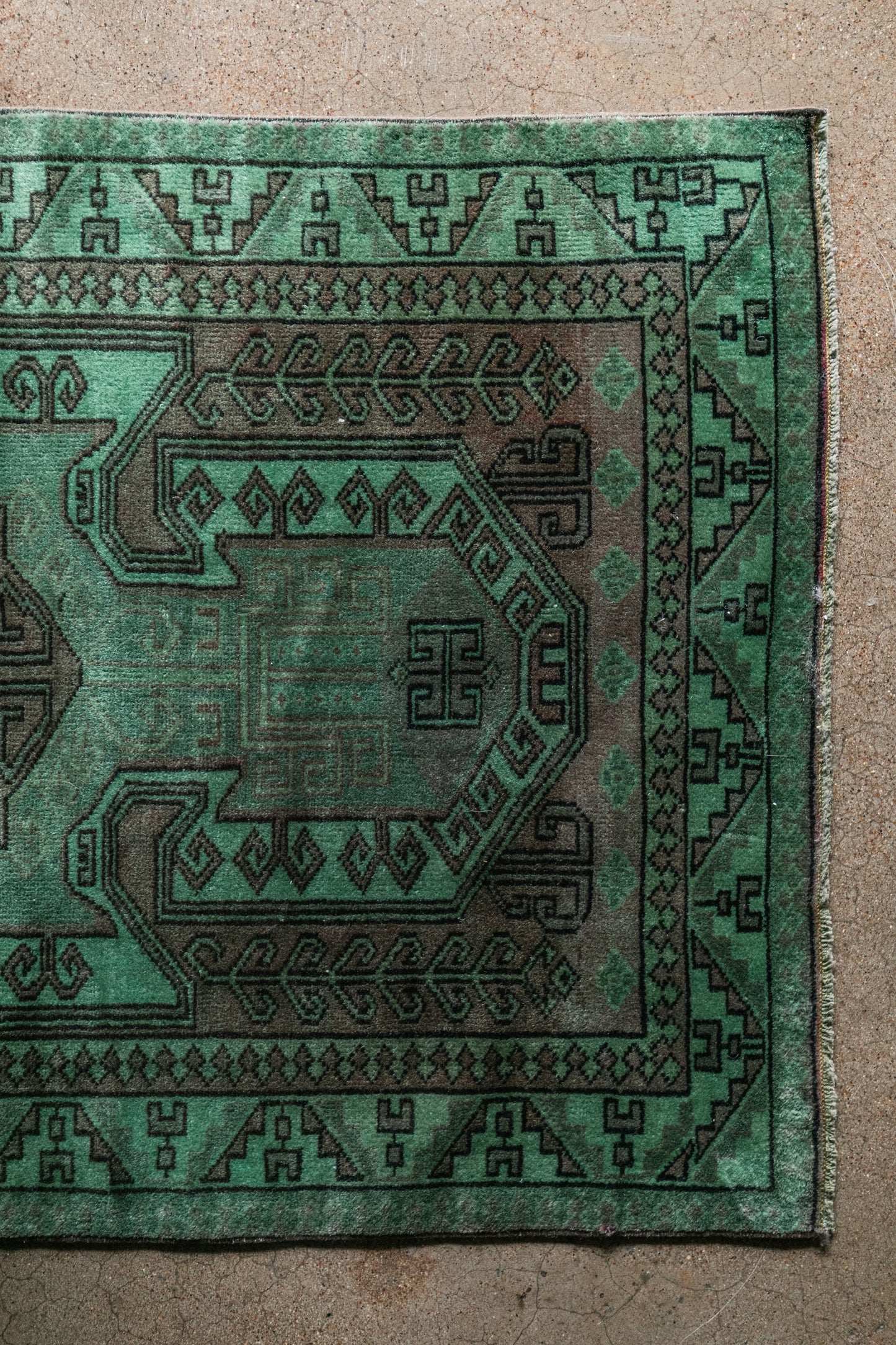 Vintage Turkish (3x6) Emerald Green Hand-Knotted Wool Rug