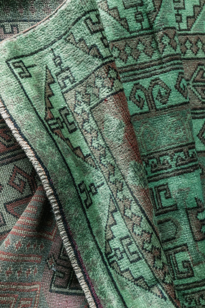 Vintage Turkish (3x6) Emerald Green Hand-Knotted Wool Rug