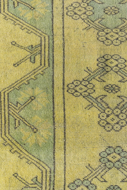 Vintage Turkish (4x6) Chartreuse Hand-Knotted  Wool Rug