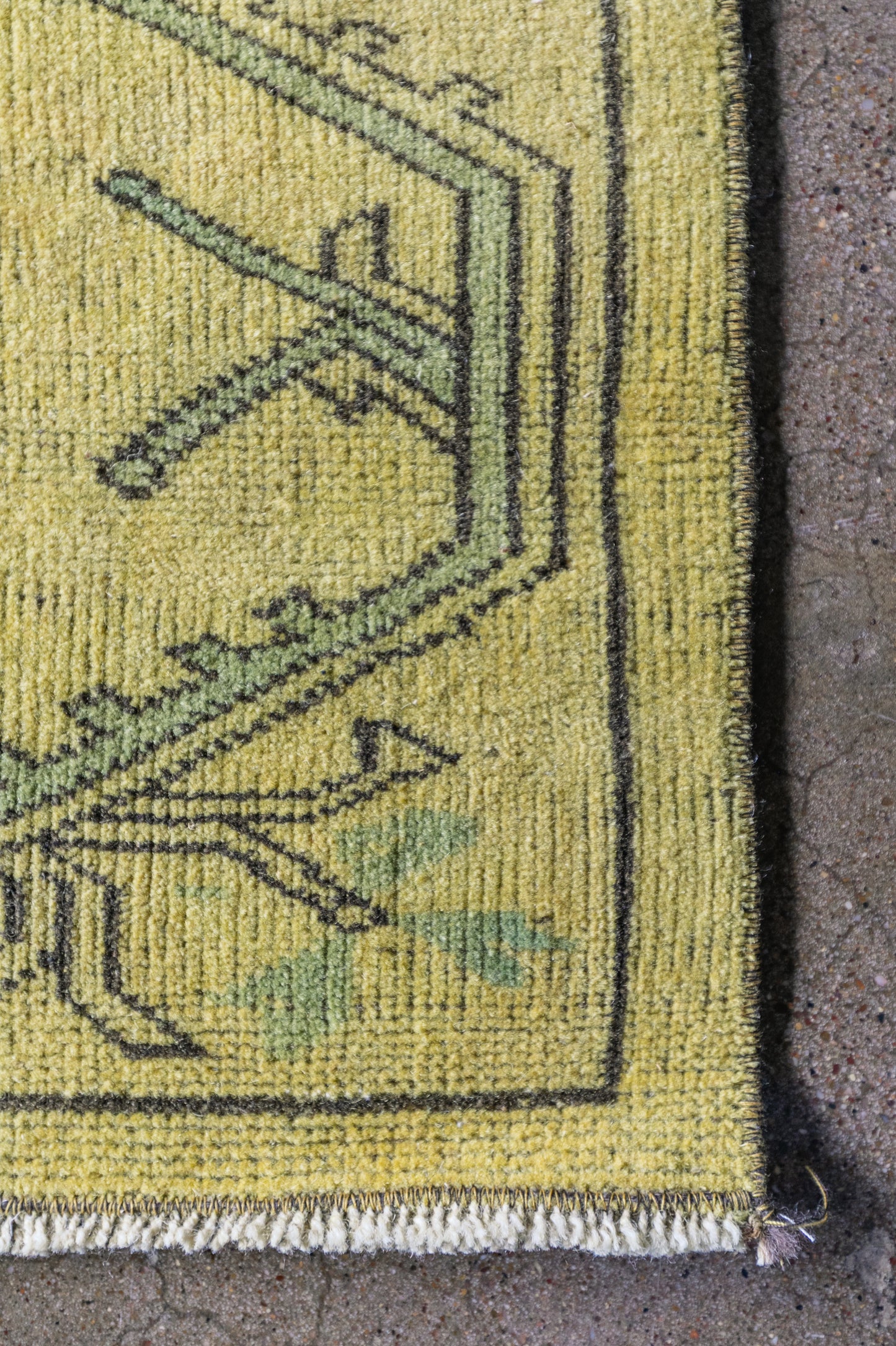 Vintage Turkish (4x6) Chartreuse Hand-Knotted  Wool Rug