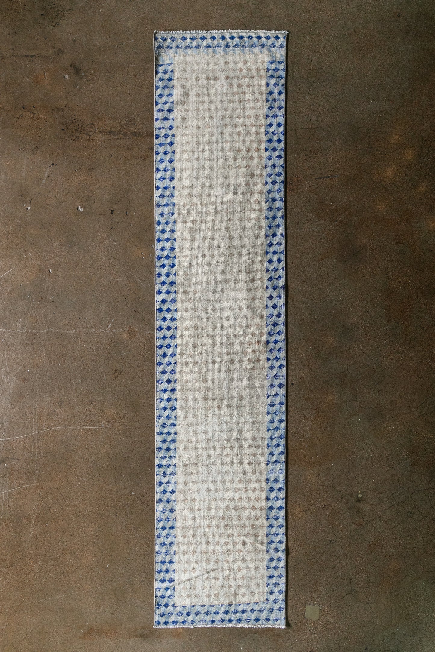 Vintage Turkish (2x11) Diamond Lattice Hand-Knotted Wool Runner