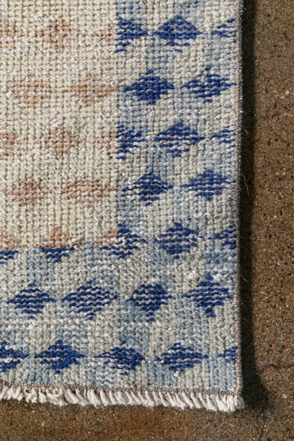 Vintage Turkish (2x11) Diamond Lattice Hand-Knotted Wool Runner