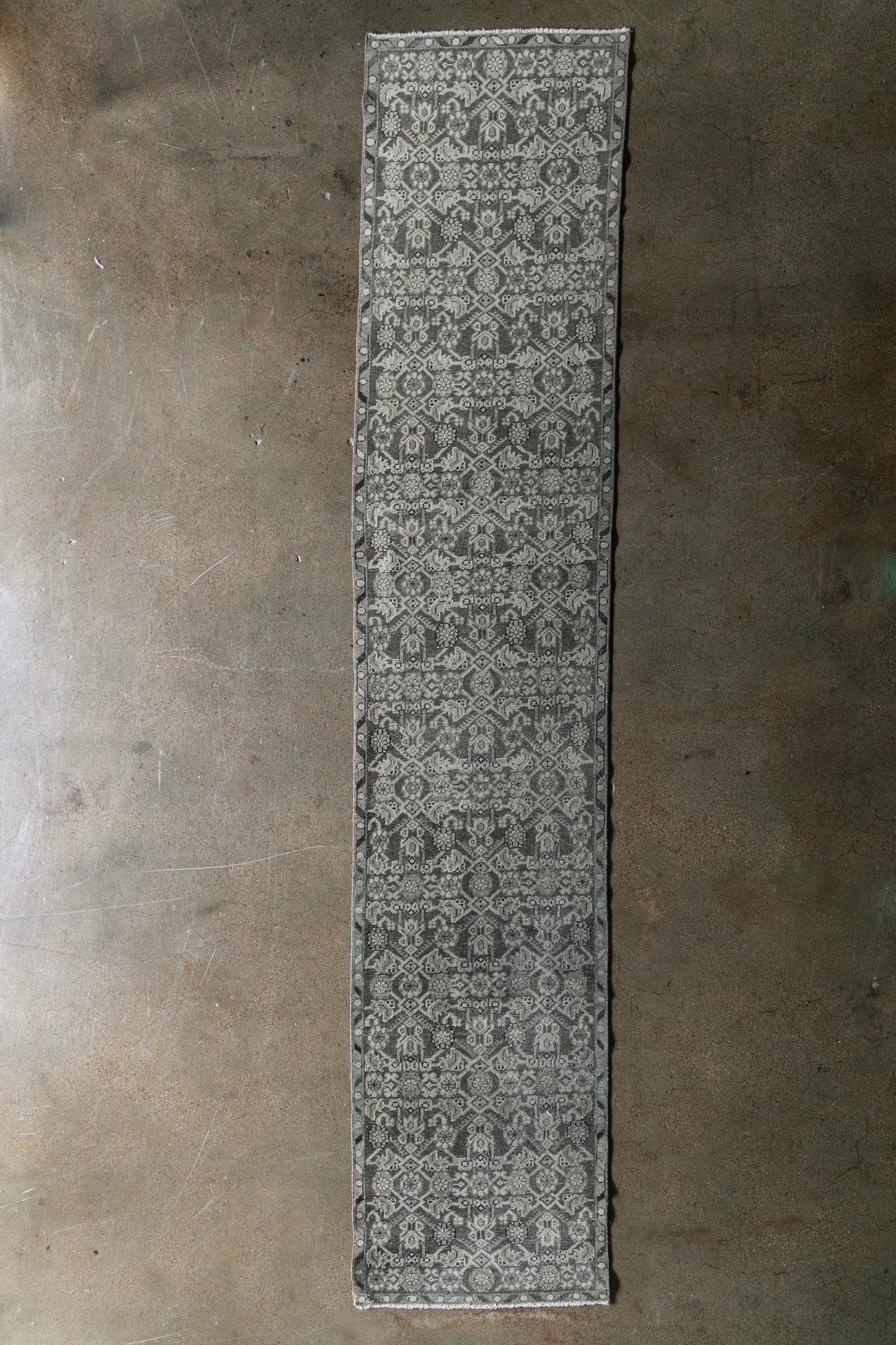 Vintage Turkish (3x12) Floral Hand-Knotted Wool Runner