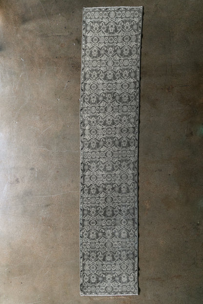 Vintage Turkish (3x12) Floral Hand-Knotted Wool Runner