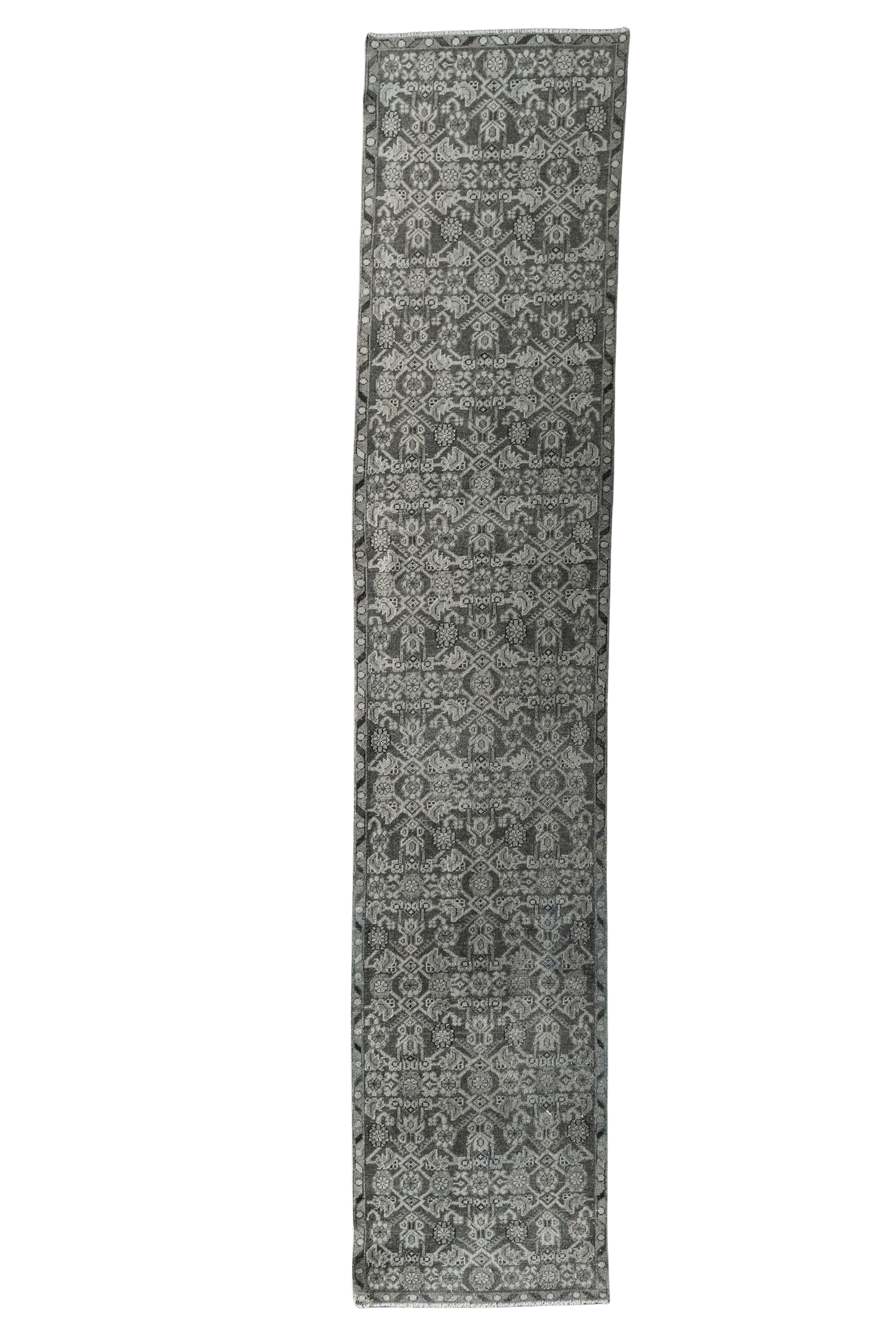 Vintage Turkish (3x12) Floral Hand-Knotted Wool Runner
