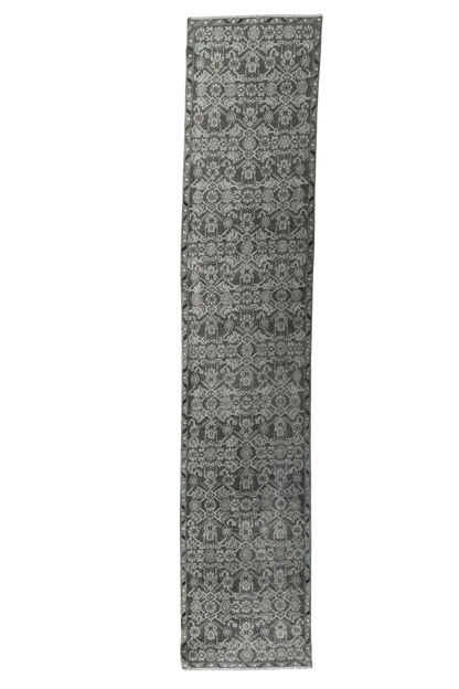 Vintage Turkish (3x12) Floral Hand-Knotted Wool Runner