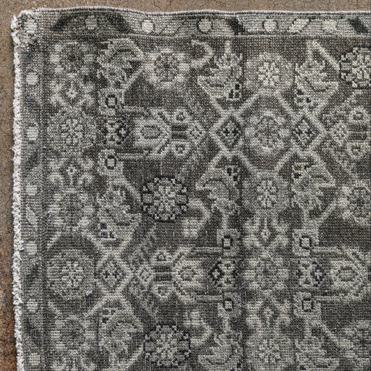 Vintage Turkish (3x12) Floral Hand-Knotted Wool Runner