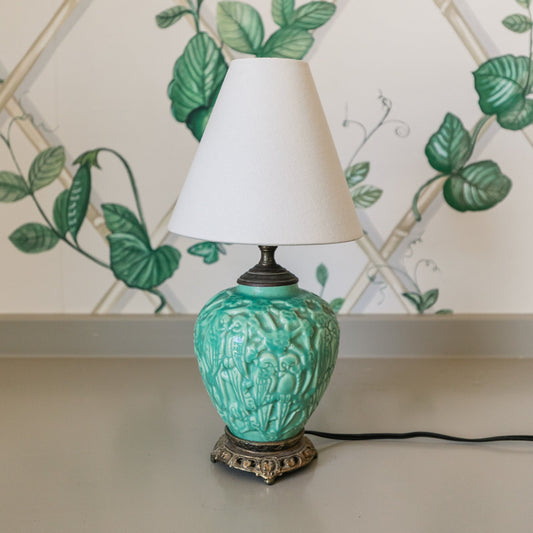Vintage Green Bird Motif Lamp