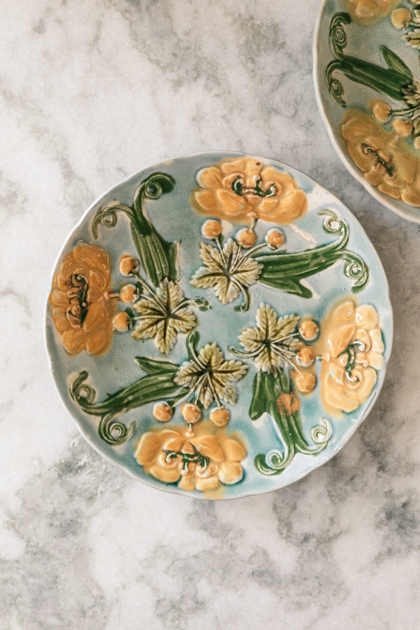 Yellow Flower Majolica Plate