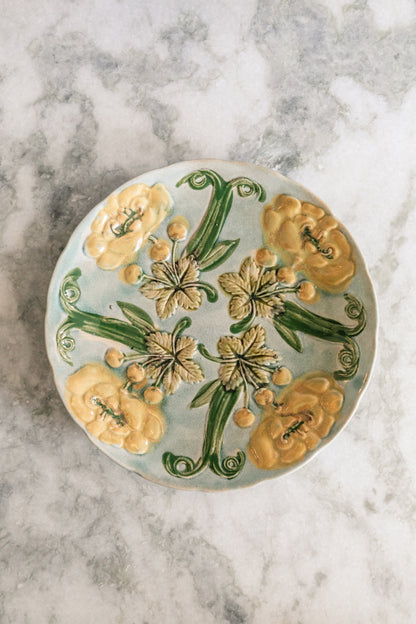 Yellow Flower Majolica Plate
