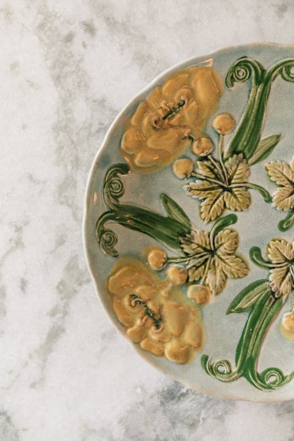 Yellow Flower Majolica Plate