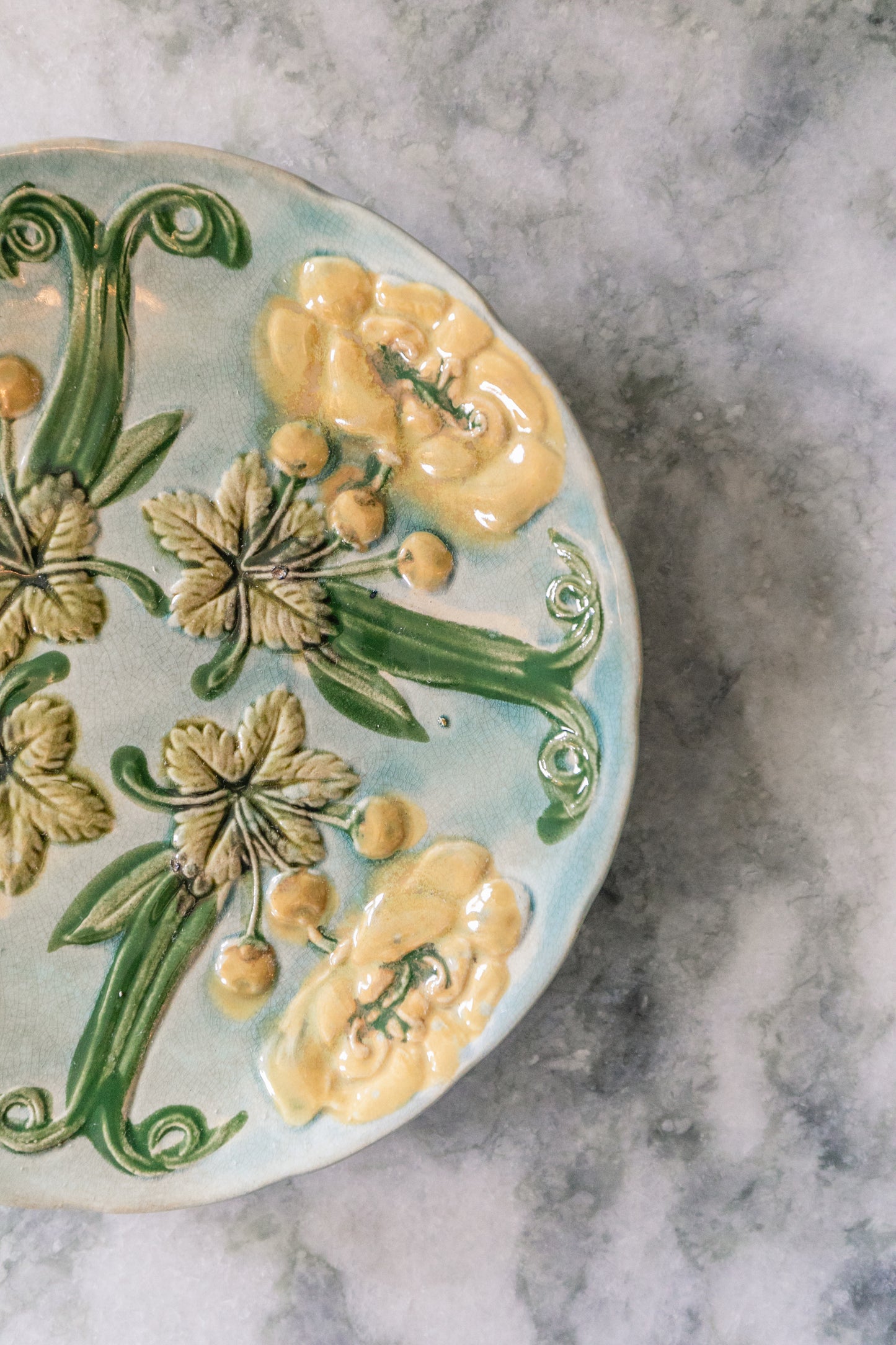 Yellow Flower Majolica Plate