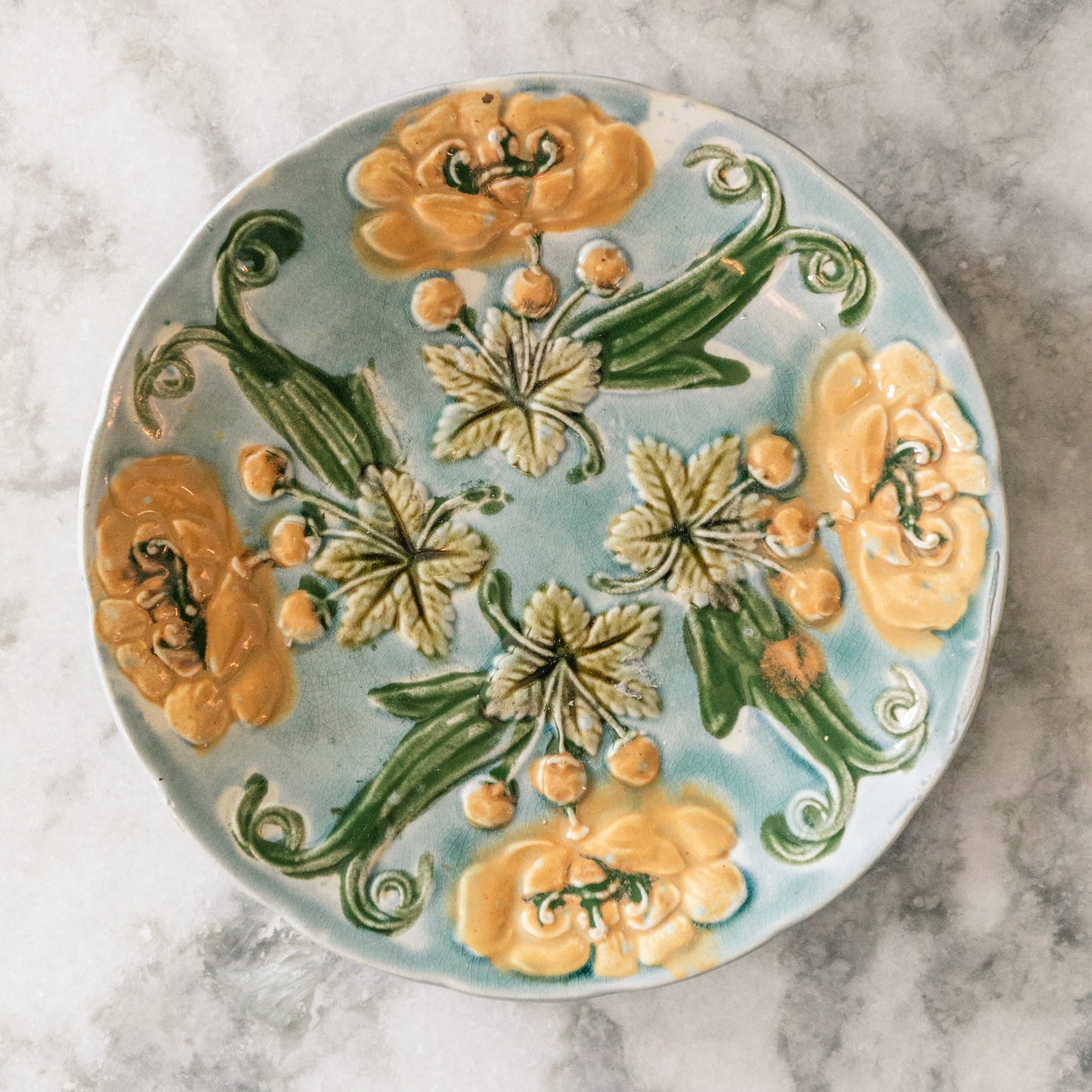 Yellow Flower Majolica Plate