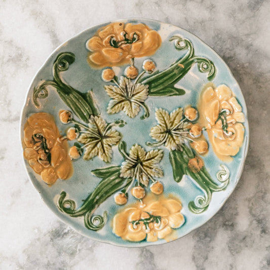 Yellow Flower Majolica Plate